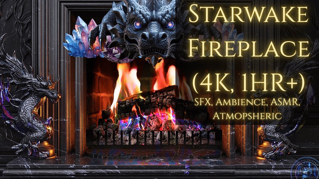 STARWAKE FIREPLACE 🏰🔥 | Cosmic Enchanted Dragon Fireplace for Study, Reading & Atmosphere (4K, 1HR+)