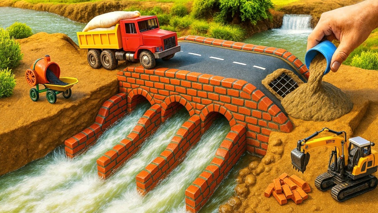 DIY Mini Truck Builds Strong Cement Bridge | Creative Engineering Construction Project