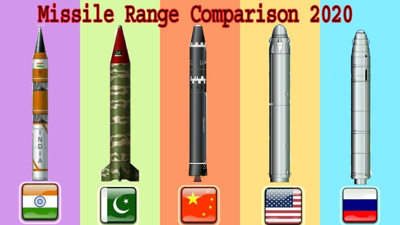 Missile Range Comparison of Nuclear Power Countries | India Vs China | China VS India  | USA |RUSSIA