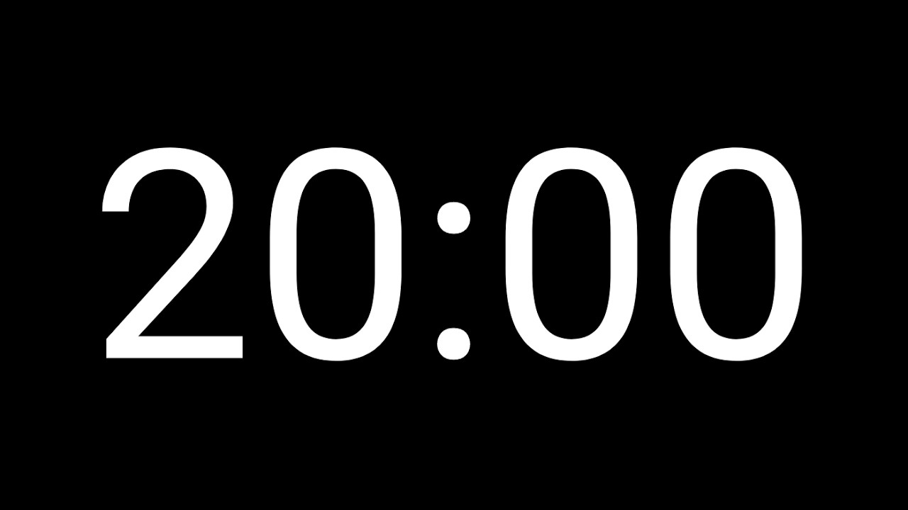 20 Minute Timer | Black Screen | No Music | 5 Second Alarm