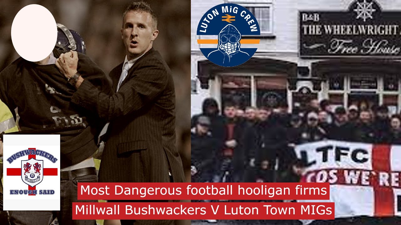 Most dangerous football hooligan incidents: Millwall Bushwackers V Luton Town MIGs FA CUP #football