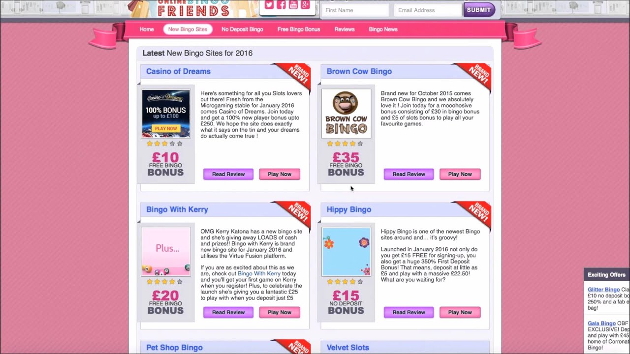 Newest Online Bingo Websites 2016
