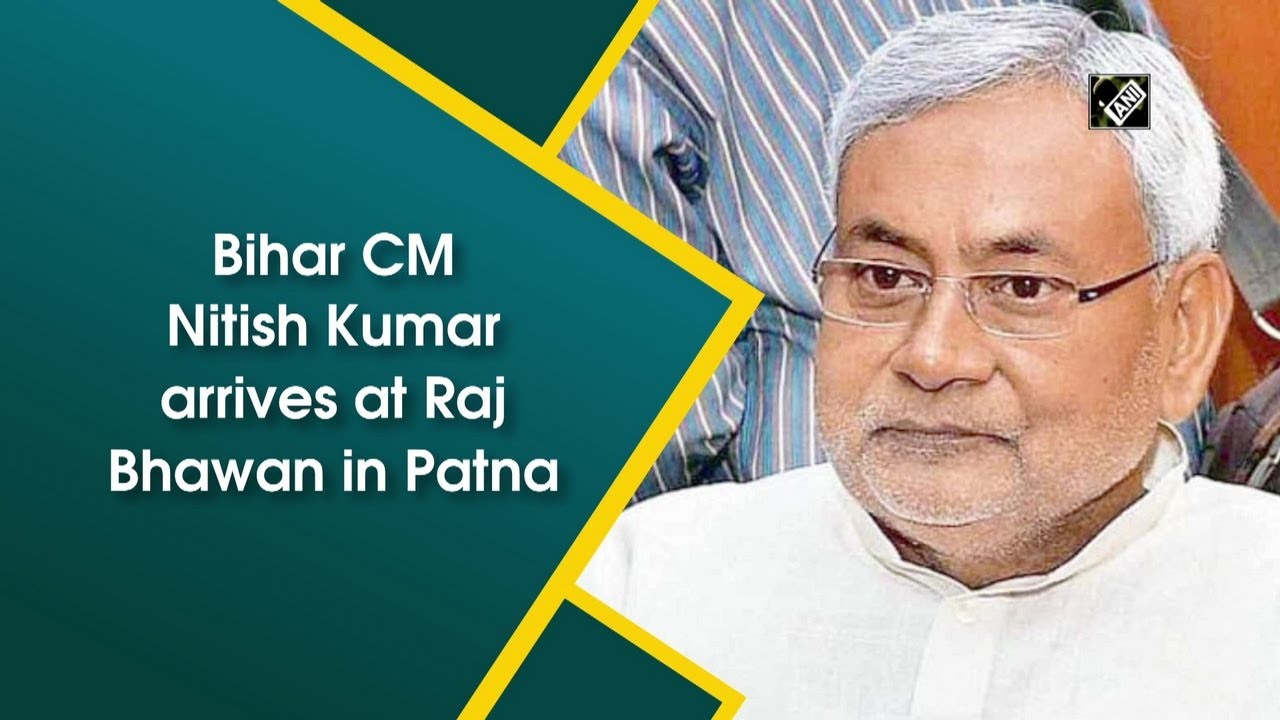 Bihar CM Nitish Kumar arrives at Raj Bhawan in Patna