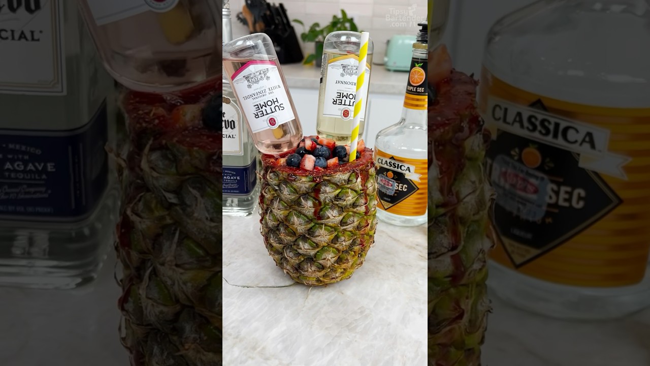 Tequila Sangria in a Pineapple