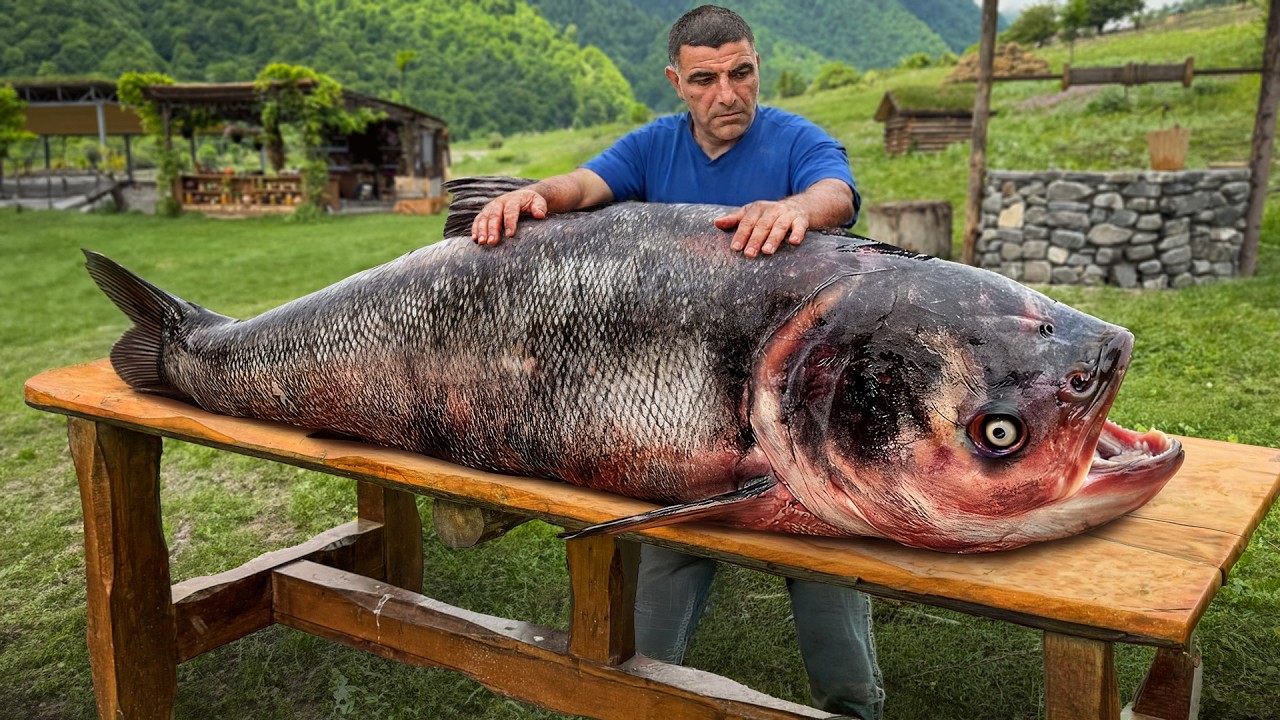 Giant Fish With Juicy Oranges Baked In An Underground Tandoor!