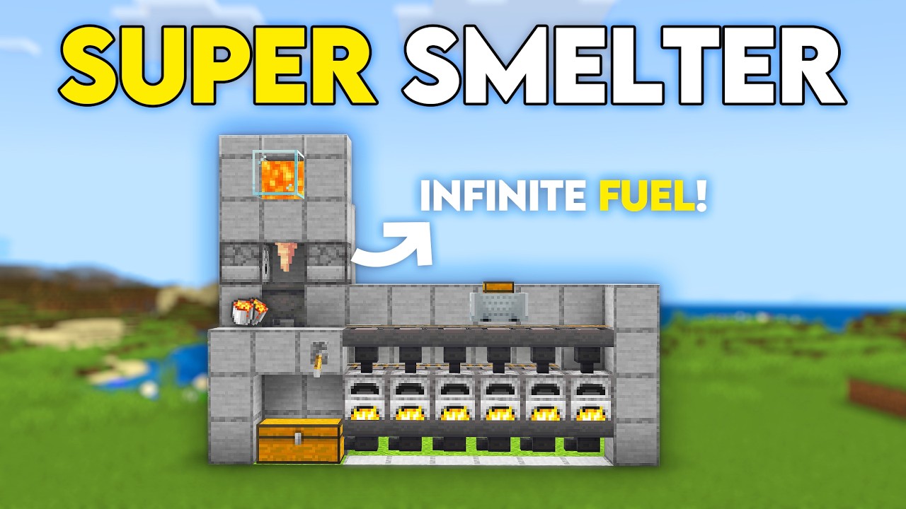 NEW Easiest AUTO SUPER SMELTER in Minecraft Bedrock! (26.1+)