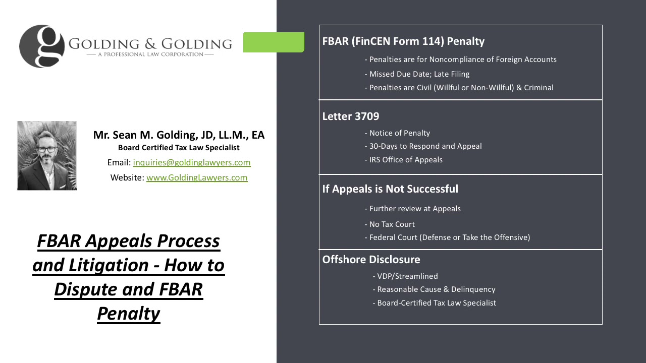 FBAR Appeals Process and Litigation - How to Dispute an FBAR Penalty with the IRS