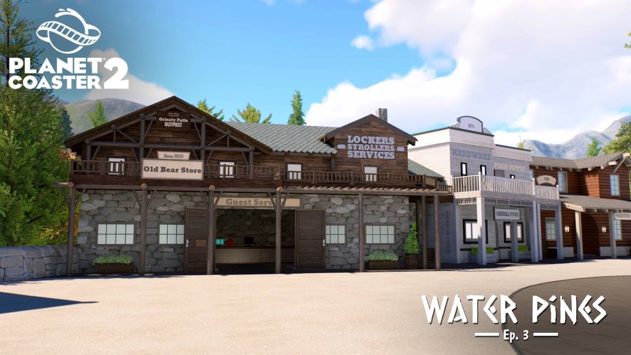 Planet Coaster 2 | Water Pines (Ep.3) : Aménagements, bâtiments et début de l'entrée !