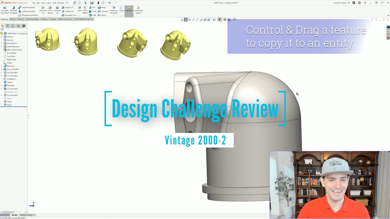 SOLIDWORKS Design Challenge Review Ep. 2 - How to model fast with this design challenge from 2000