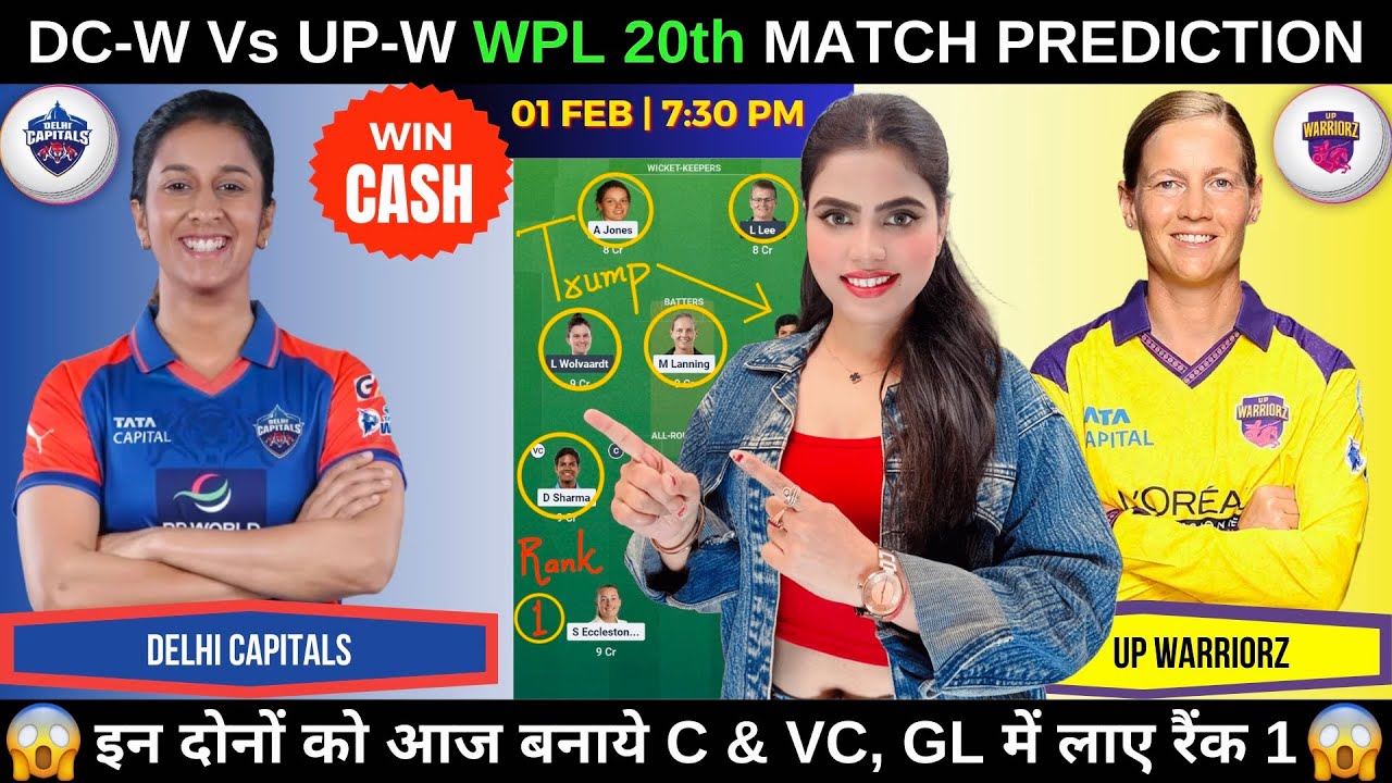 DC-W vs UP-W Today Match Prediction | DC W vs UPW W Dream11 Prediction | WPL 2026 20th Match