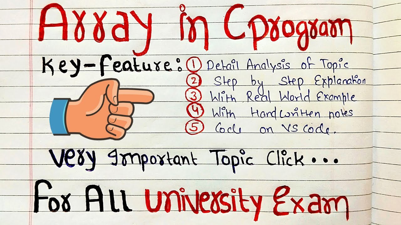 Arrays in C | C Programming Tutorial | With Handwritten Notes | Code Hacker