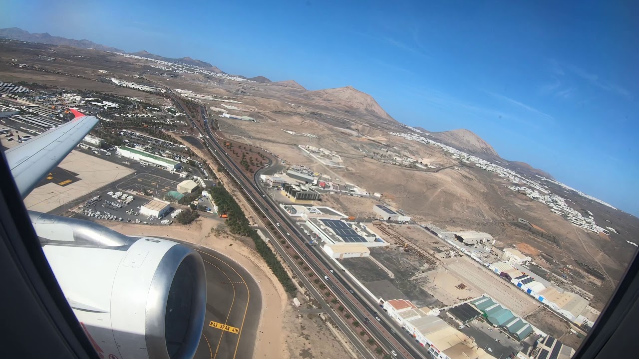 LaudaMotion A320 Takeoff at Lanzarote ( GCRR ACE ) nice Island view 10.2019 #4K60
