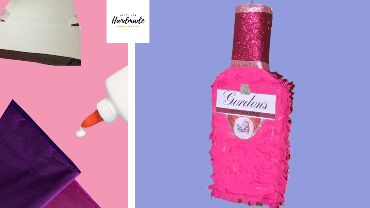 Pink Gin Bottle Pinata - Diy Adult Party Pinata