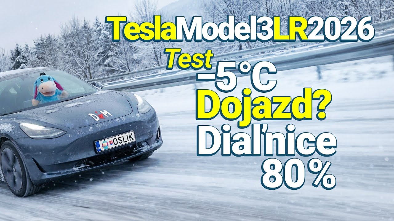 TeslaOslík: Aký je reálny dojazd v zime a mraze? 80 % diaľnice −5 °C (Tesla Model 3 LR WLTP 750 km)