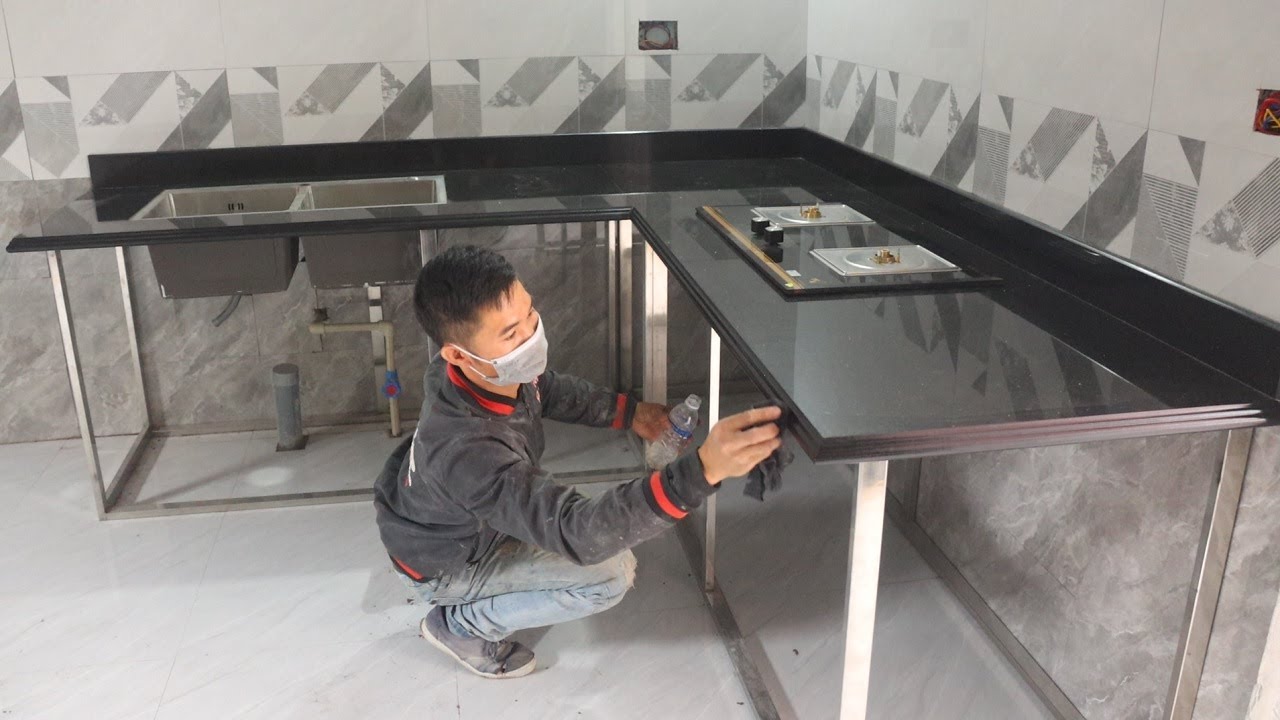 Machining & Install Granite On Stainless Steel Frame - Complete Cooking Table