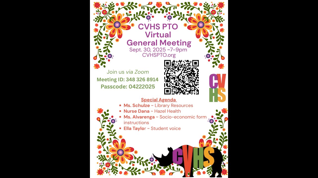 CVHS PTO September 2025 General Meeting