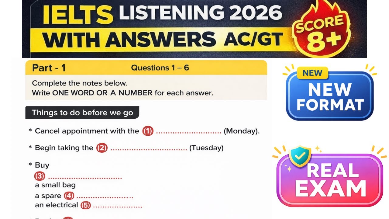 IELTS Listening 2026 New Format With Answers | Real Exam AC/GT | Score 8+ #ieltswithgic #ielts2026 