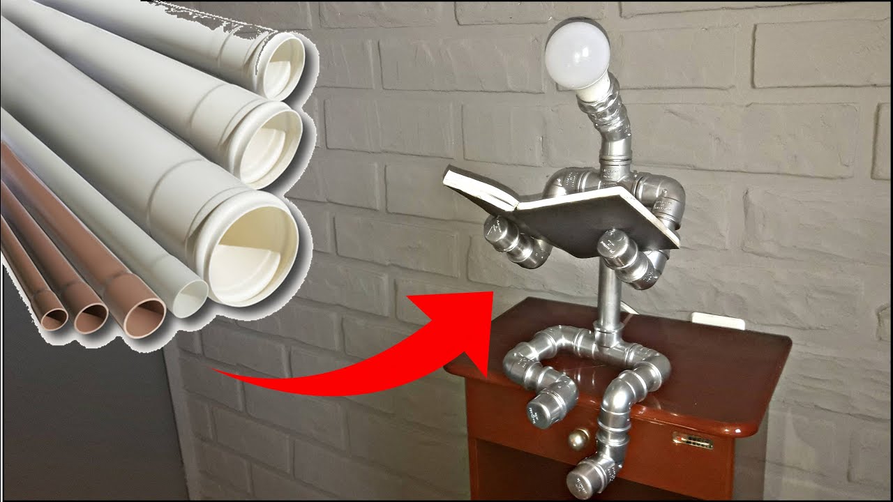 Como fazer uma luminária de pvc (Pvc man) Artesateck!