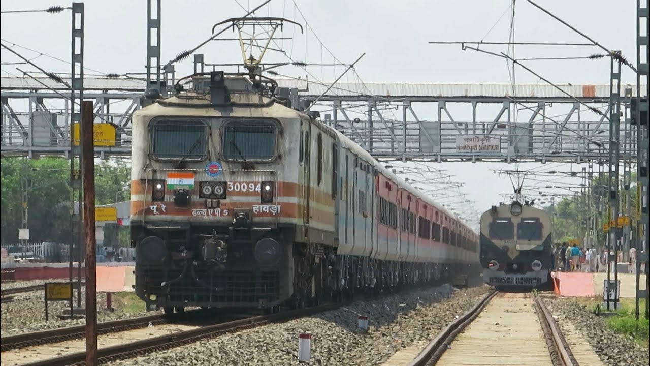 Dangerous HONKING Trains + Track Sound: WAP-4+WAP-5+WAP-7 with LHB & ICF Trains | Indian Railways