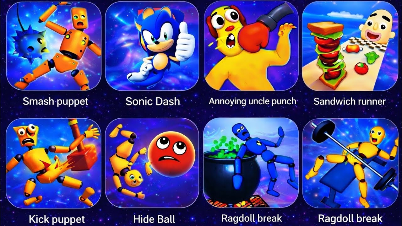 RagdollBreak,KickTheBuddy,SprinkyTransformer,SprinkySurvival,AnnoyingUnclePunch,RaceMaster,FoodRun