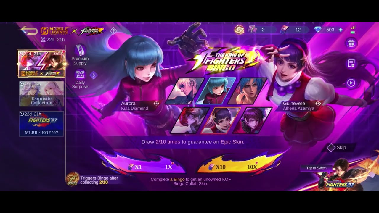 MLBB X KOF SKINS DRAW USING FREE TOKENS FIRST TIME 🥰 WHAT I WILL GET?? #mlbb #mobilelegends #gaming 