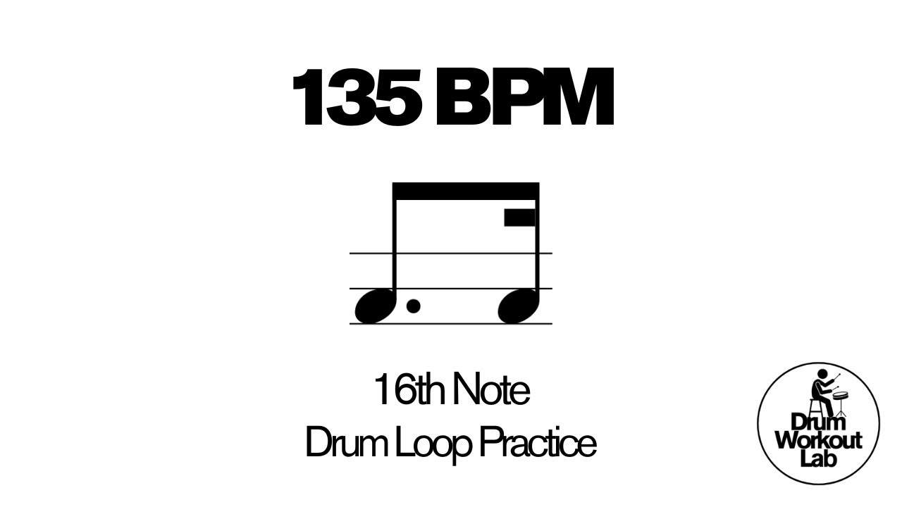 16th Note Drum Exercise | 1 a | 135 BPM | Drum Loop