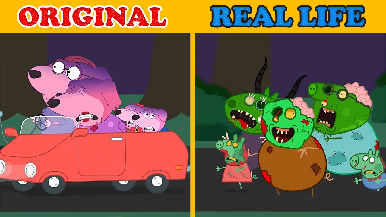 Daddy Panics Being Chased by Zombies! - Peppa Pig Original vs Real life | Peppa Pig Animation