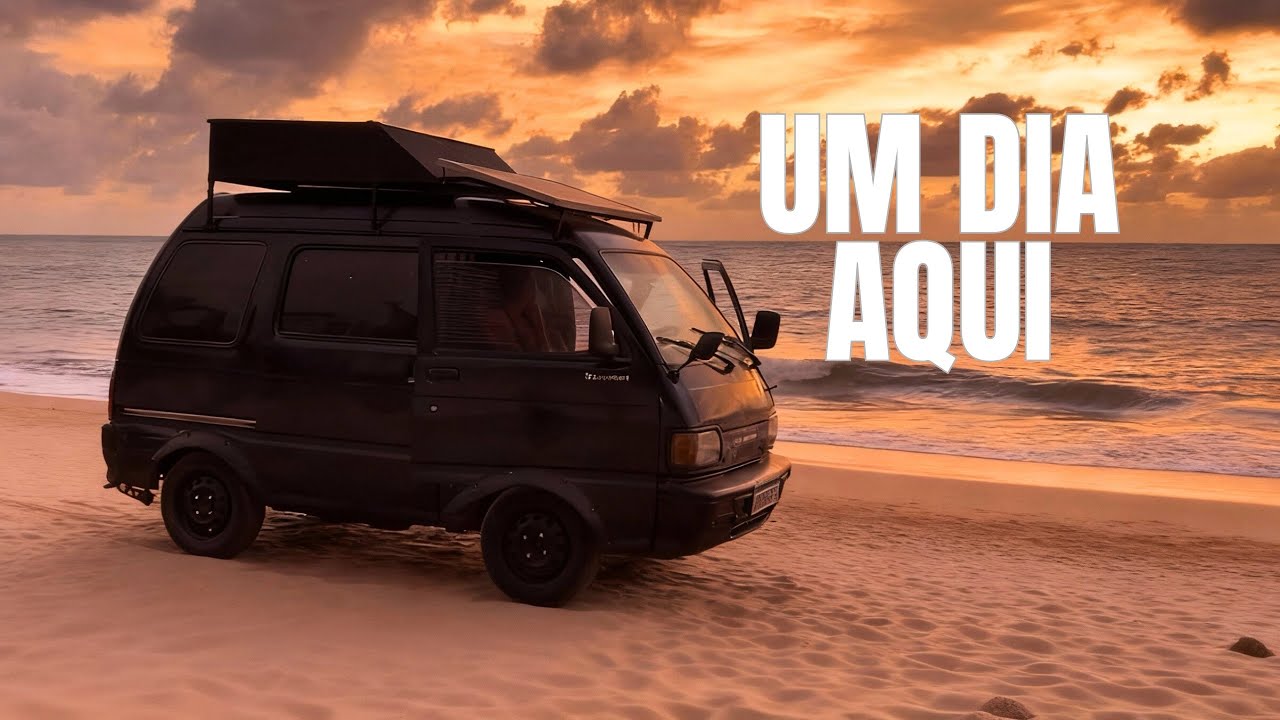VIVEMOS UM DIA INTEIRO NO MOTORHOME EM FRENTE À PRAIA | parece montagem essa vista