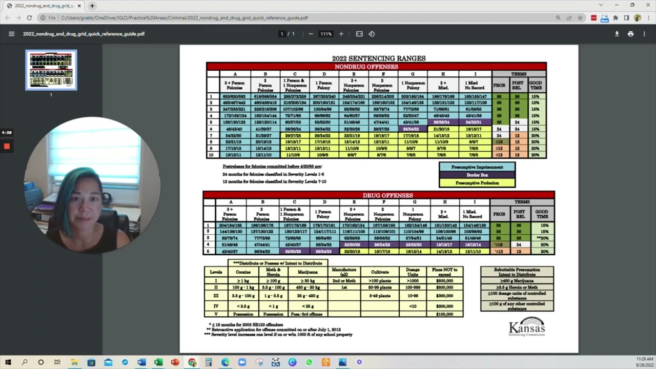 Kansas Felony Sentencing Grid 2022