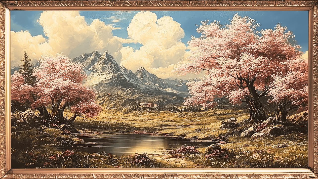 Cherry Blossom Valley | Spring Frame TV Art (No Music) | Romantic Landscape Screensaver