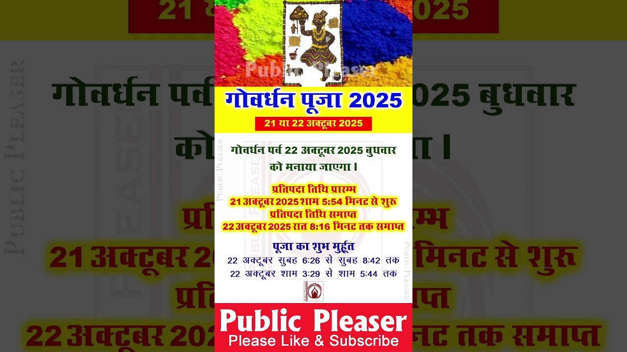 गोवर्धन पूजा 2025 में कब है | Govardhan Puja 2025 Date & Time | Govardhan Puja 2025 | Govardhan Puja