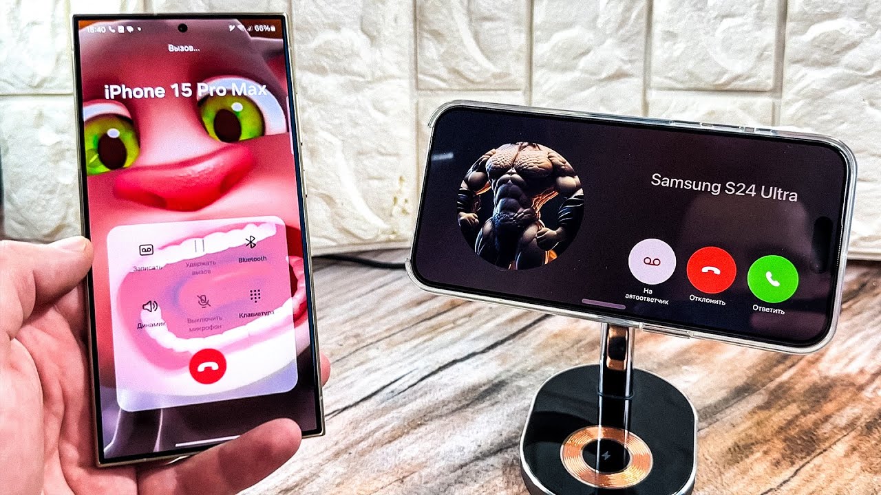 iPhone 15 Pro Max vs Samsung S24 Ultra Incoming Call on Wireless Charger + Apple Watch Ultra