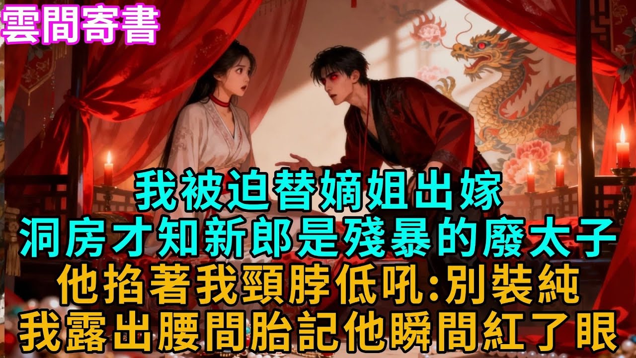我被迫替嫡姐出嫁，洞房夜才知新郎是傳聞中殘暴嗜血的廢太子，他掐着我頸脖低吼：別裝純，直到我露出腰間胎記，他瞬間紅了眼：是你……#【雲間寄書】#小説#追妻火葬場#愛情#古言小説#逆襲#爽