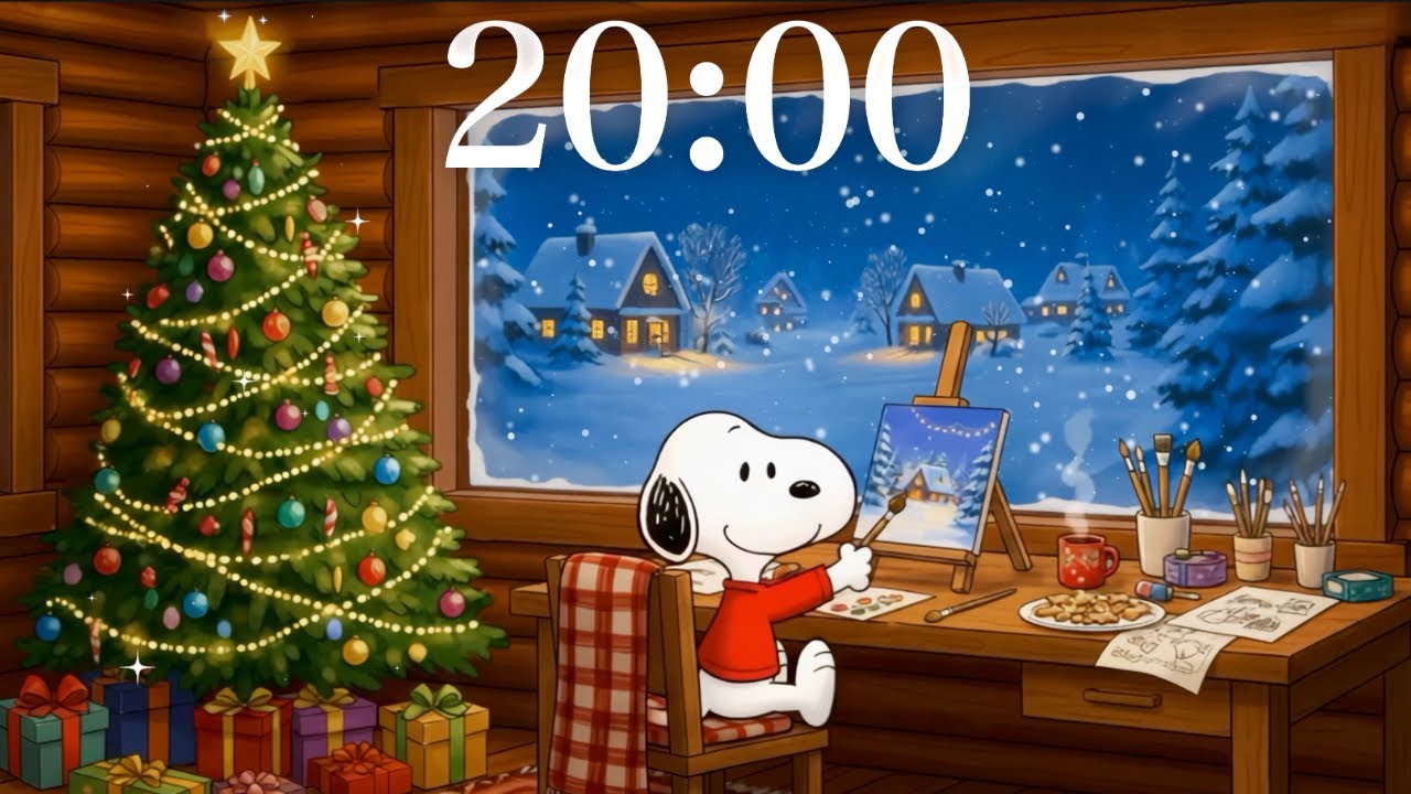 20-Minute Christmas Lofi Snoopy Timer 🎄✨ Cozy Winter Drawing Ambience for Study & Focus