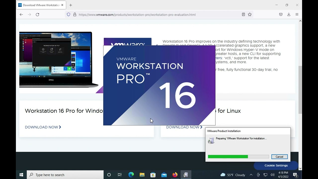 How to install the virtual machine VMWare on Windows 10