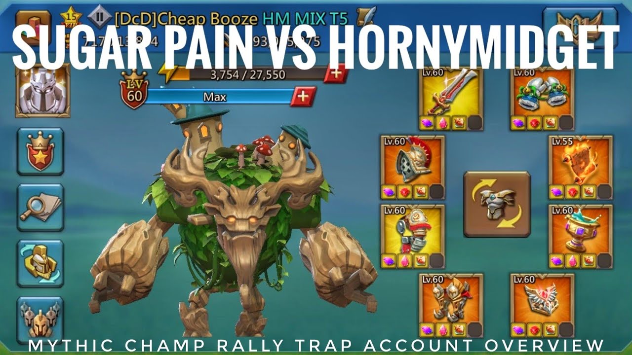 SUGAR PAIN VS HORNYMIDGET! - MYTHIC CHAMP RALLY TRAP OVERVIEW- MAXED BARON INCOMING! - Lords Mobile