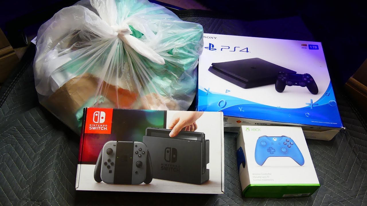 PLAYSTATION 4 AND NINTENDO SWITCH BOXES!!! Gamestop Dumpster Dive Night #760