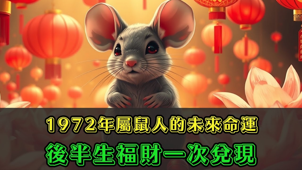 1972年水鼠，是真正的「後福命」！年輕吃的苦，全部兌現成晚年大富大貴，命中早已寫好！#1972年屬鼠 #壬子水鼠 #後福之命 #命運翻盤 #大器晚成 #財運覺醒
