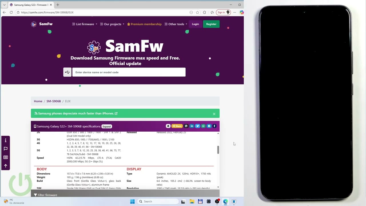 SAMSUNG Galaxy S22+ 5G - Jak zaktualizować oprogramowanie przez Odin bez utraty danych