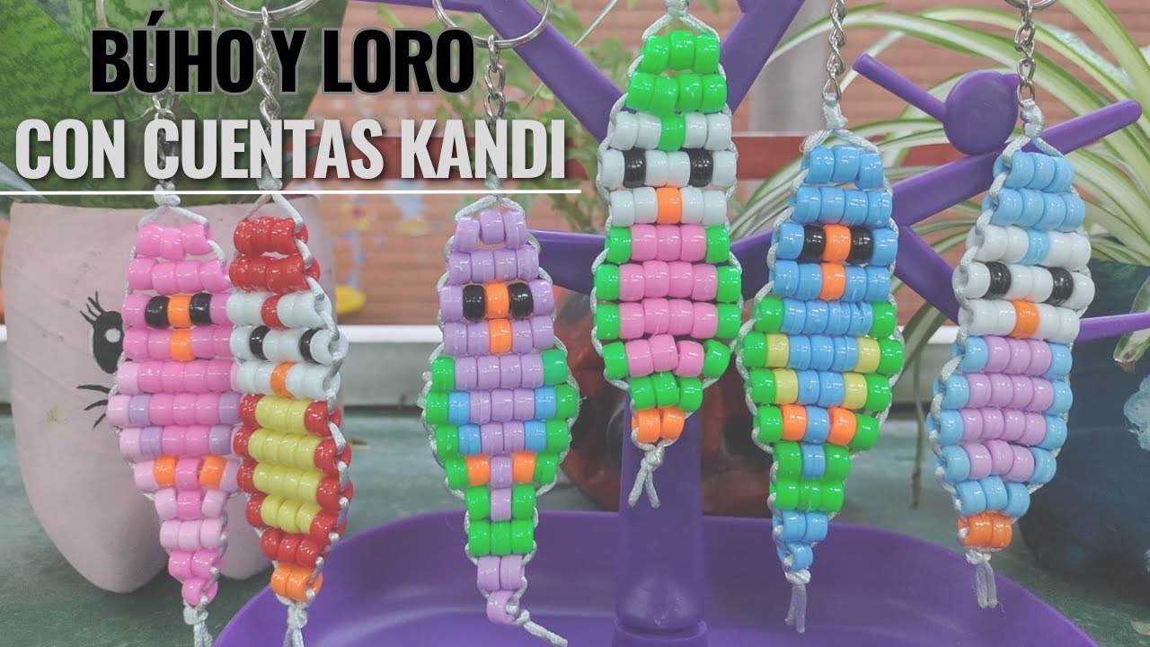 Tutorial de 2 lindos llaveros: Búho y Loro con Chaquiras o Cuentas Kandi!♡ Idea genial y sencilla!♡