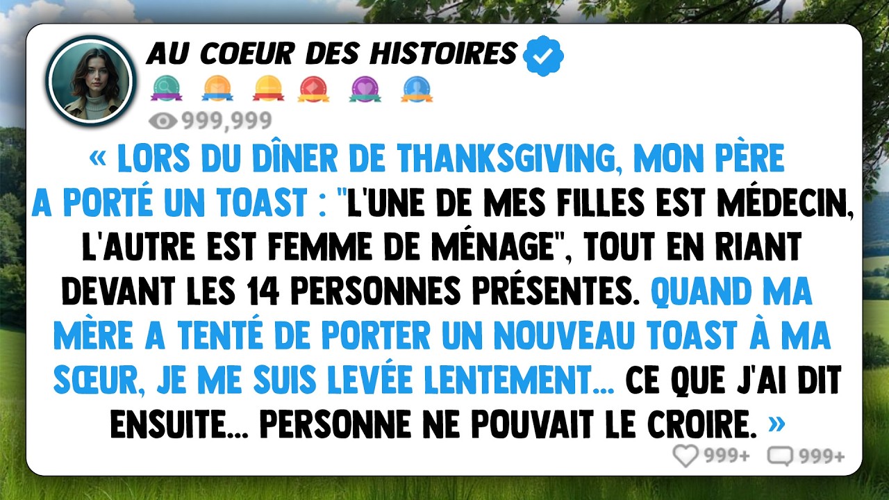 « Lors du dîner de thanksgiving, mon père a porté un toast : 