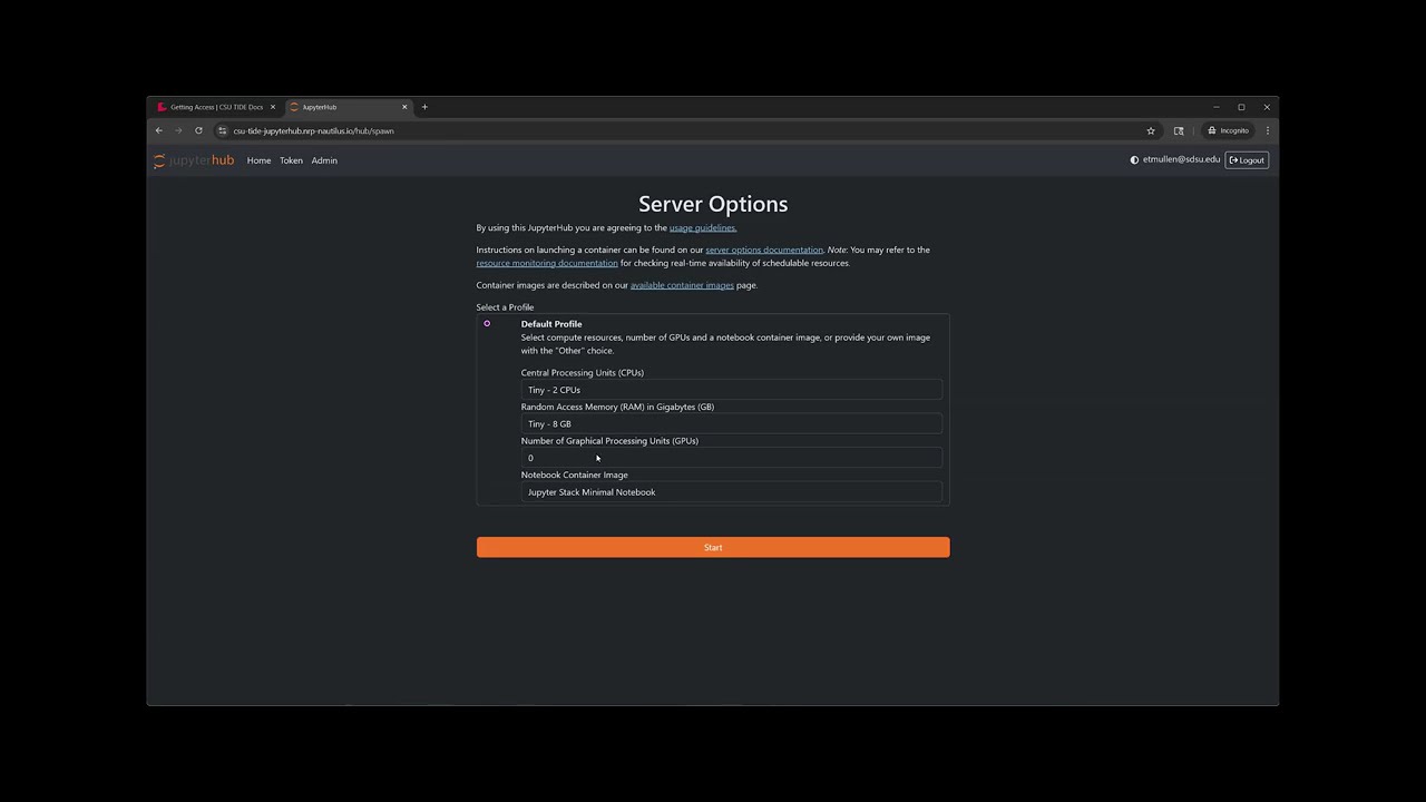 Accessing JupyterHub on TIDE