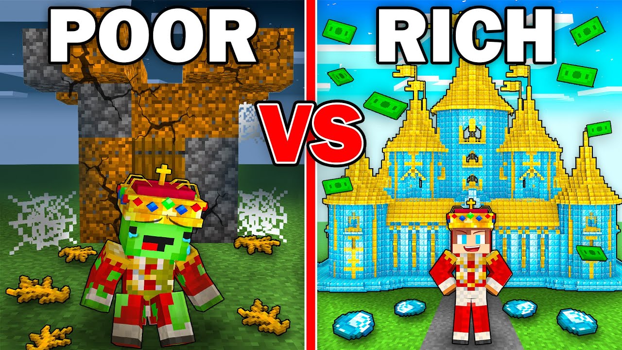 Mikey POOR  vs JJ RICH Kingdom Survival Battle in Minecraft  - Maizen