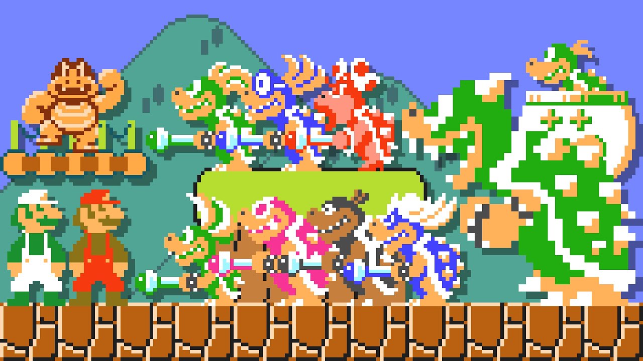 Super Mario Maker 2 - All SMB1 Bosses (2 Players). ᴴᴰ