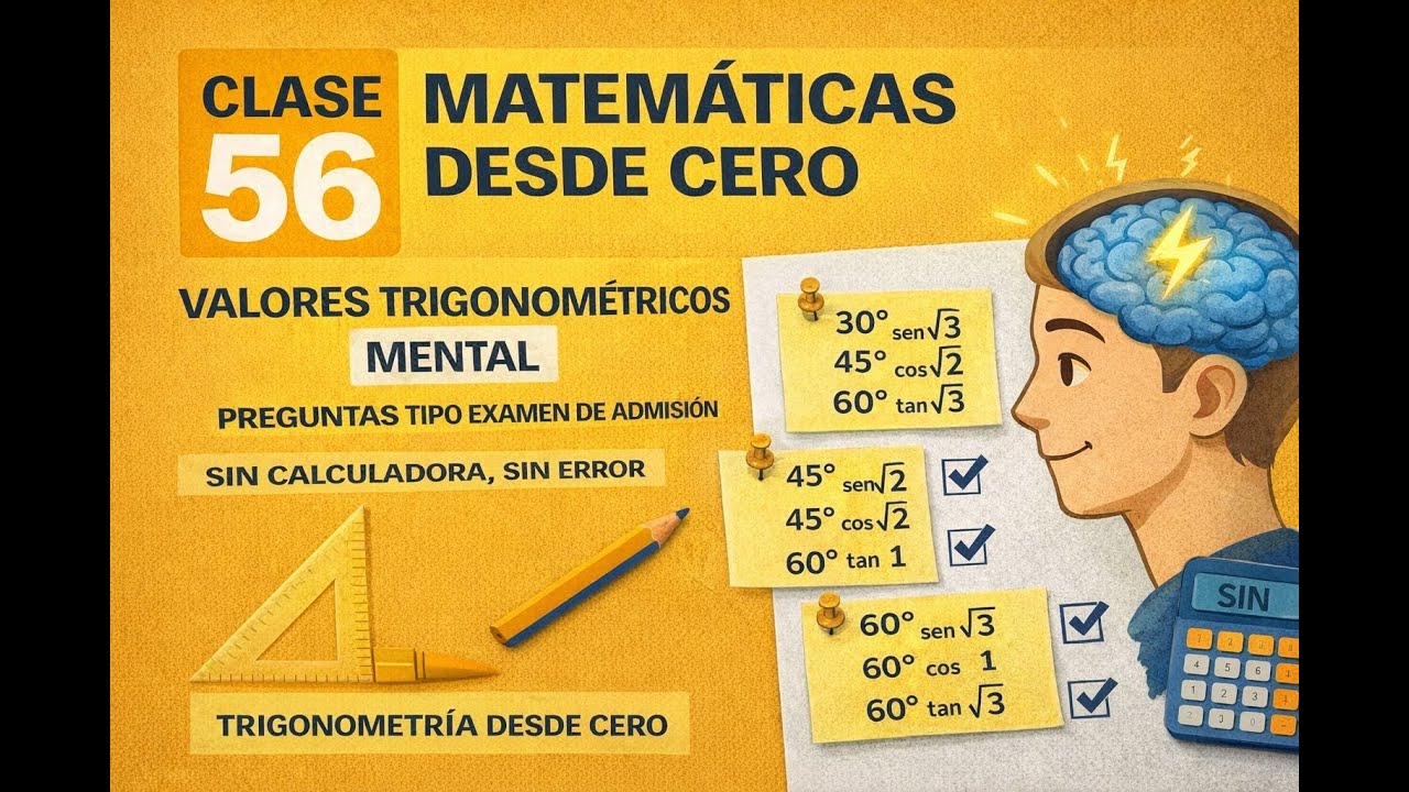 🧮 Clase 56 – Valores Trigonométricos Mental (30°, 45° y 60°) | Matemáticas Desde Cero