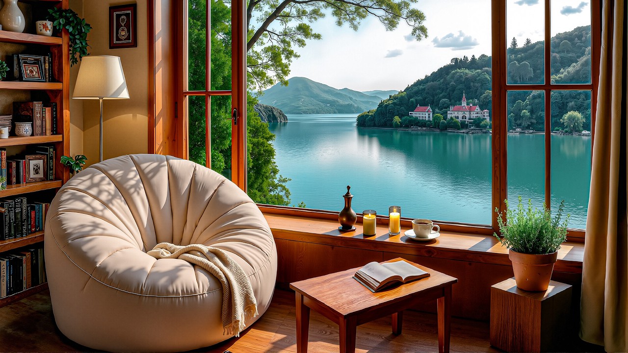Morning Jazz For A Positive Mood - Soft Jazz Symphony In The Reading Room By The Lake