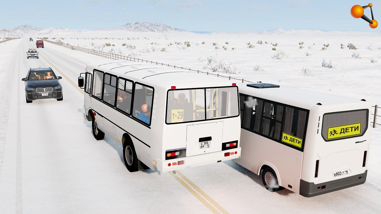 ПАССАЖИРЫ НЕ ЗНАЮТ, ЧТО У АВТОБУСА ЛЕТНЯЯ РЕЗИНА В ГОЛОЛЕД | BeamNG.drive