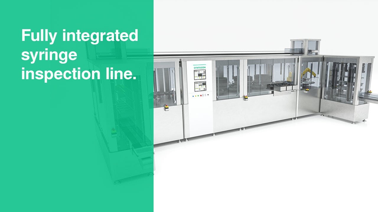 Fully integrated syringe inspection line without glass-to-glass contact