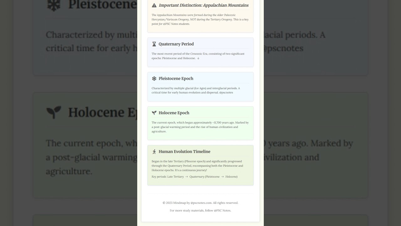 Cenozoic Era: Tertiary and Quaternary Periods – Age of mammals, Alpine Orogeny Himalayas, Ice A...