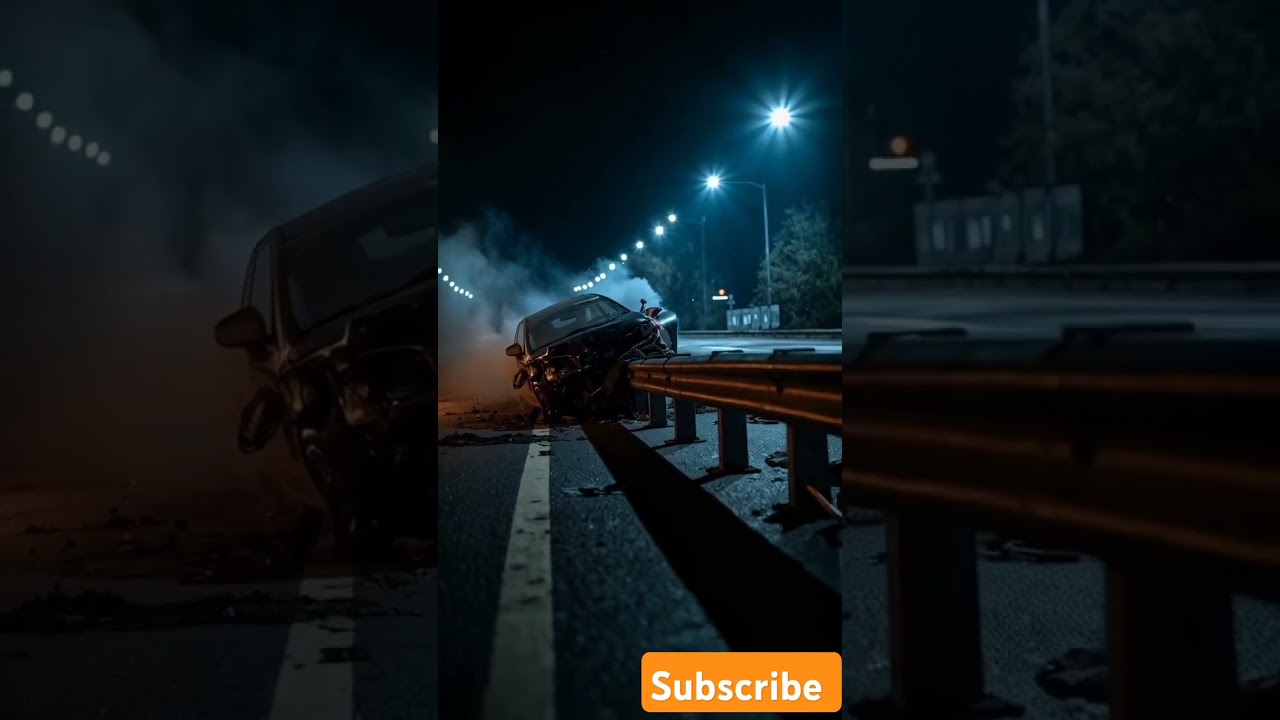 car is crash on flyover. 